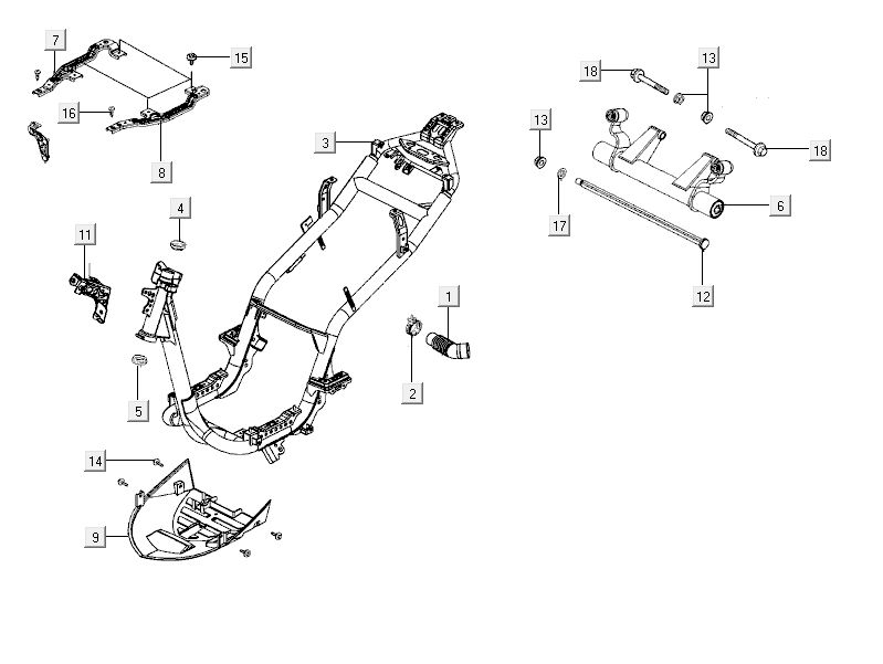 Framedelen Kymco City 16' 4-takt donker grijs