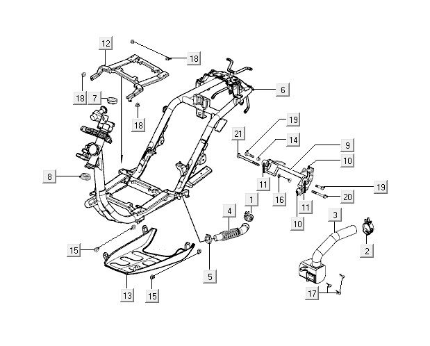 Framedelen Kymco Vitality 50 2-takt AC pearl zilver