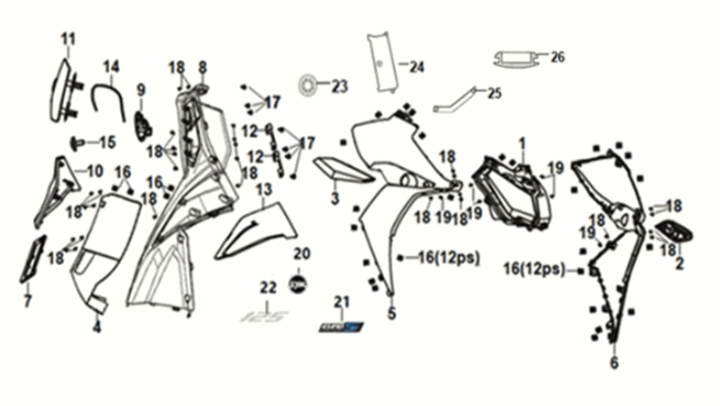 Front cover - inner box Sym Jet 14 125I AC E5 2021-2024 RED (R-010CA)