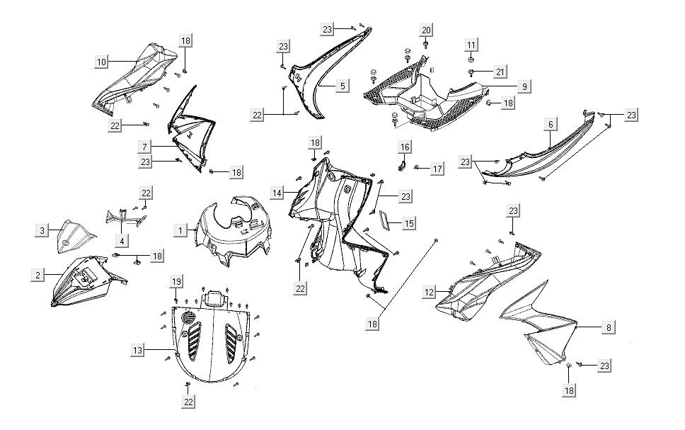 Front cover front fender Kymco Super8 R E5 BLAUW