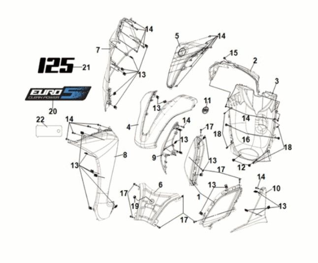 Front cover Sym Symphony ST 125i LC E5 SUBMARINE GREY (GY-7547UL)