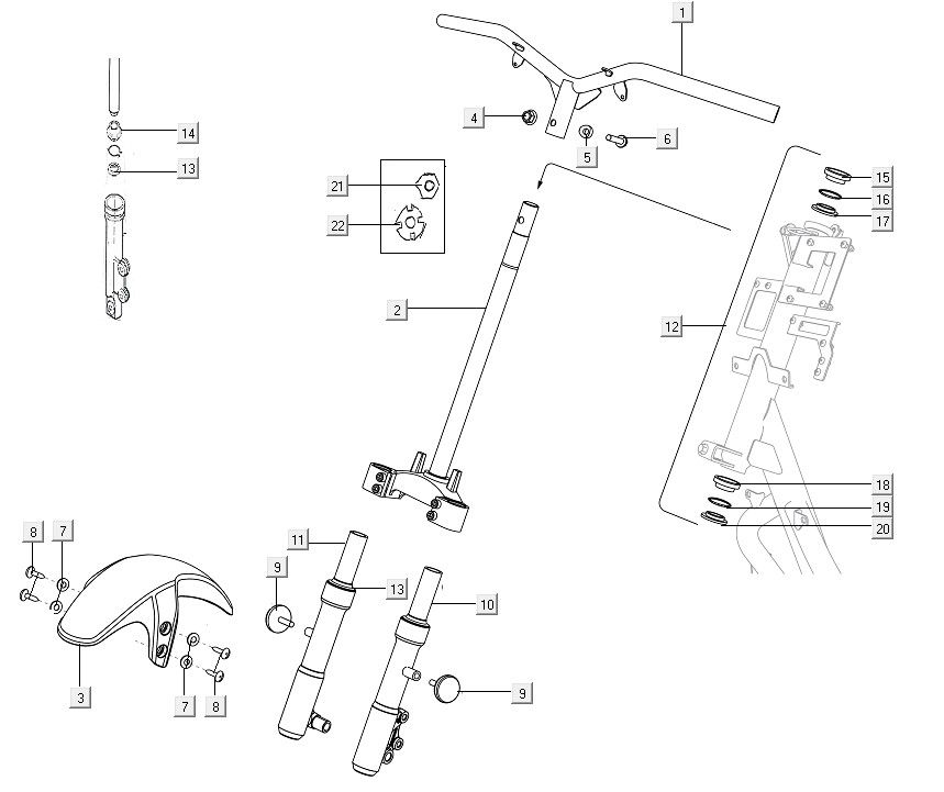 Voorvork - Balhoofdstel Niu M1 blauw