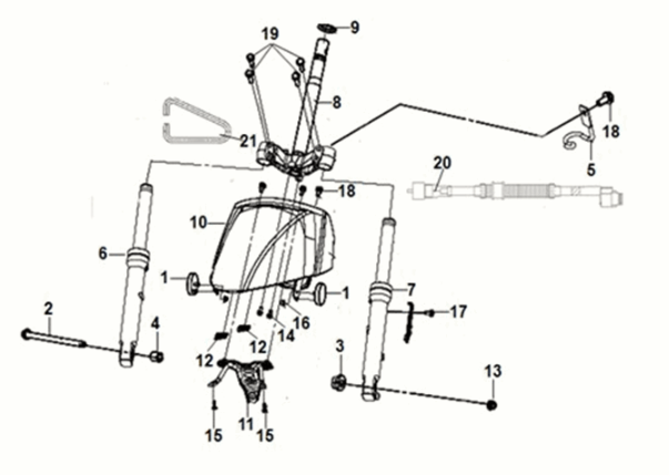 Front fork Sym E-MIO White (WH-8018P/BK-001C)