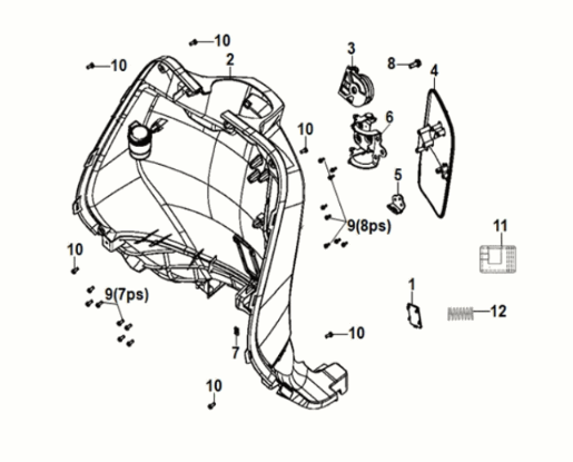 Front inner cover Sym Fiddle IV 50 E5 Mat Indigo (BUP-275U)
