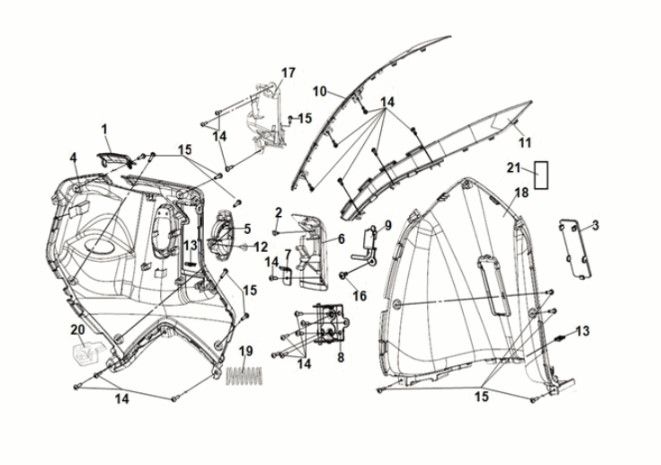 Front inner cover Sym Symphony ST 125i LC E5 ICY WHITE (WH-8028P)