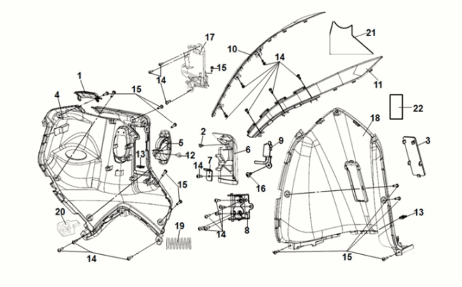 Front inner cover Sym Symphony ST 50 E5 White (WH-8028P)