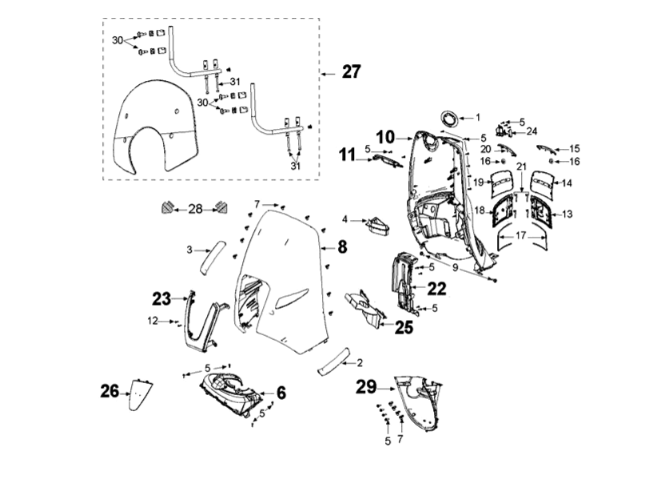 Front panels Peugeot Django 125 EFI E4 2018-2020 ORANGE IS THE NEW BLACK (U1)