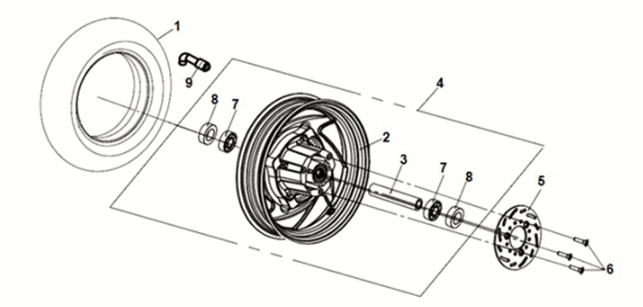Front wheel Sym E-MIO