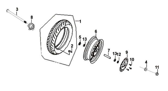 Front wheel Sym Orbit II 125i E4