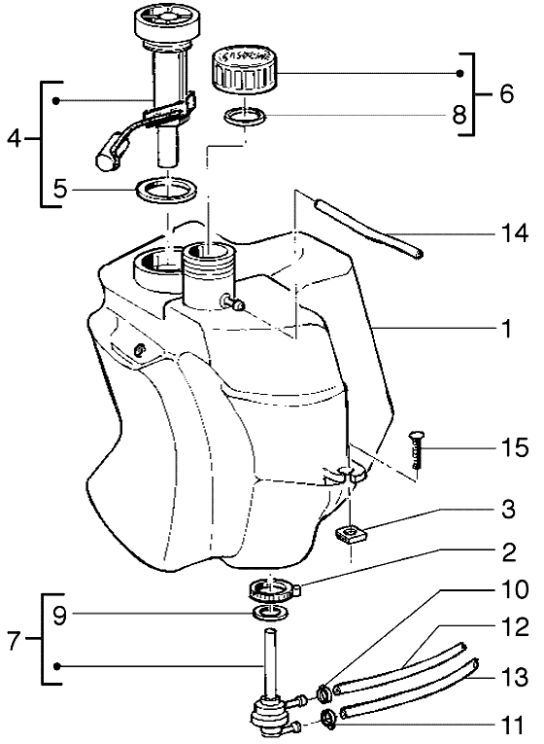 Benzinetank - Tankvlotter - Vacuümkraan Piaggio Liberty 50 2-takt AC ←2006