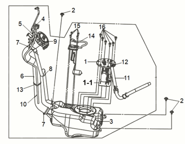 Fuel tank Sym Mio 50I E5
