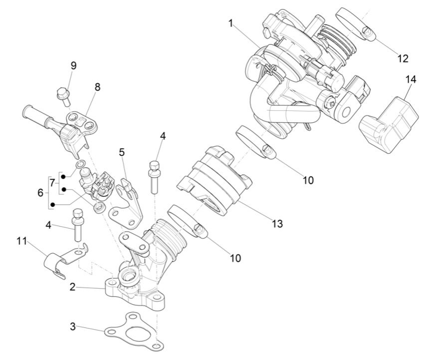 Gasklephuis Piaggio Zip 4-takt (euro 4 injectie IGET)
