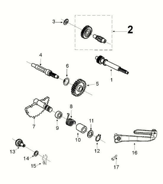 Gearbox - kickstarter Peugeot Django 4-takt E5