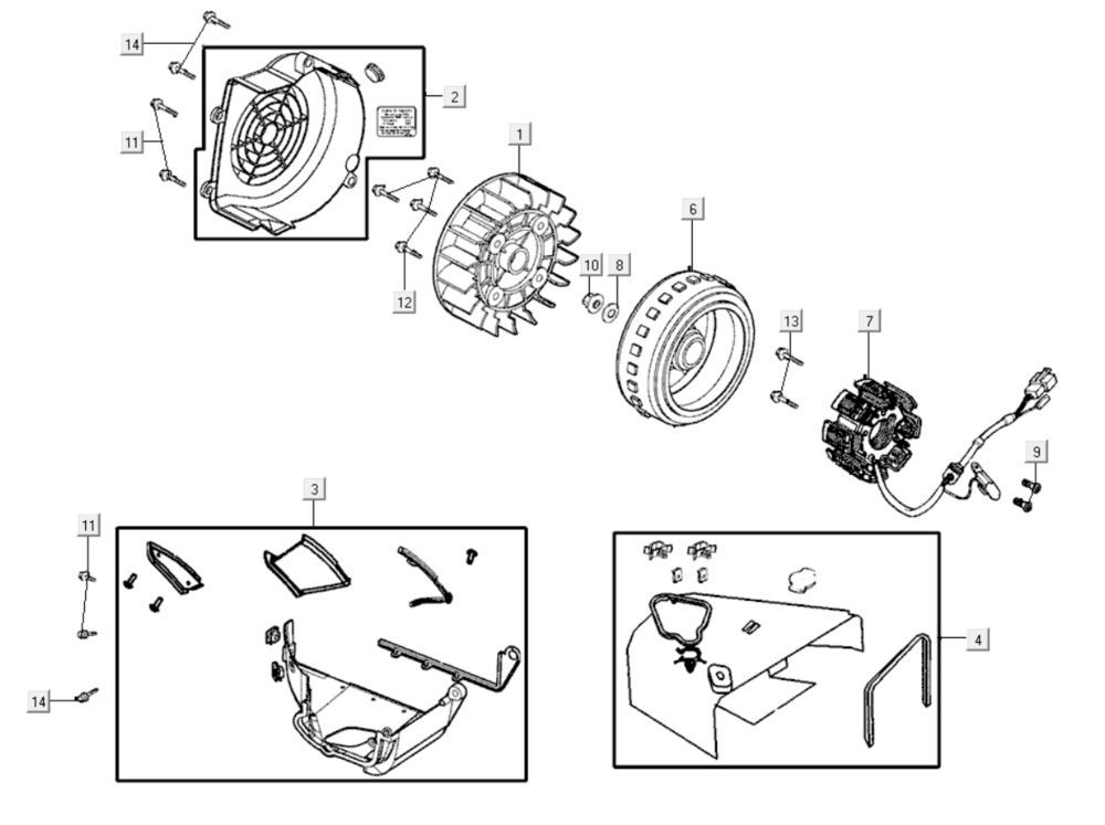 Ontsteking - Stator - Vliegwiel - Koelvin- Ontstekingsdeksel Kymco Like 200i Zwart