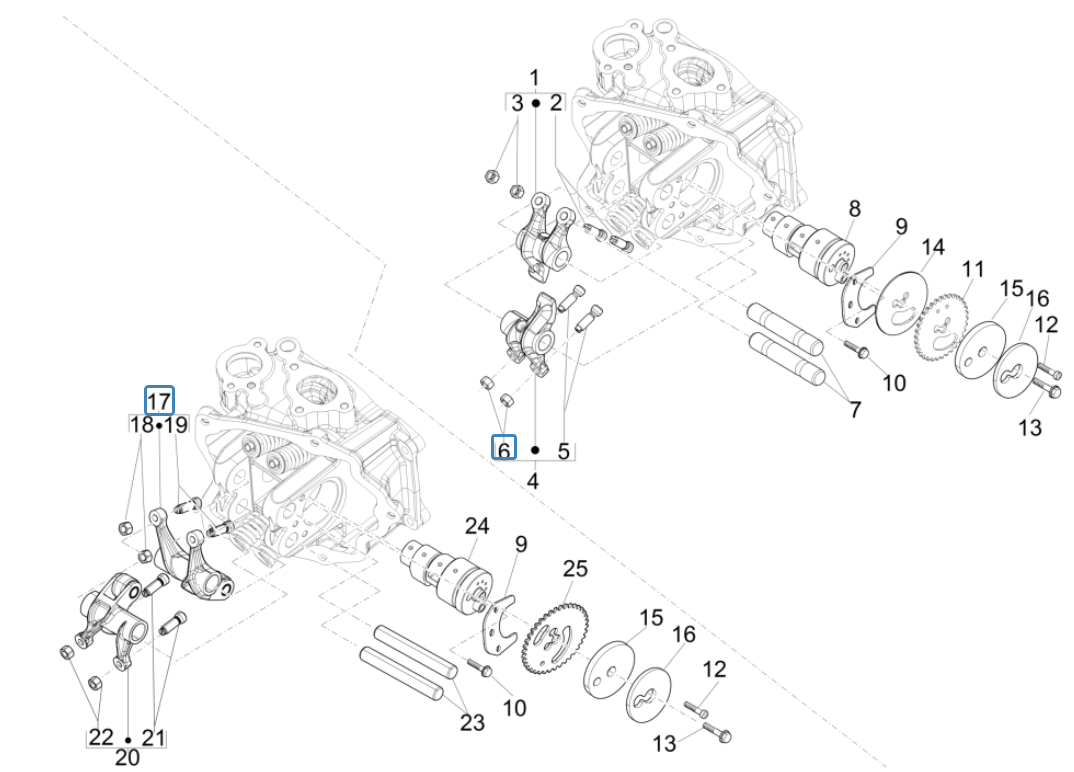 Nokkenas - Nokkenastandwiel - Tuimerlaars Piaggio Beverly 125 RST 4V Euro 3 2010-2015