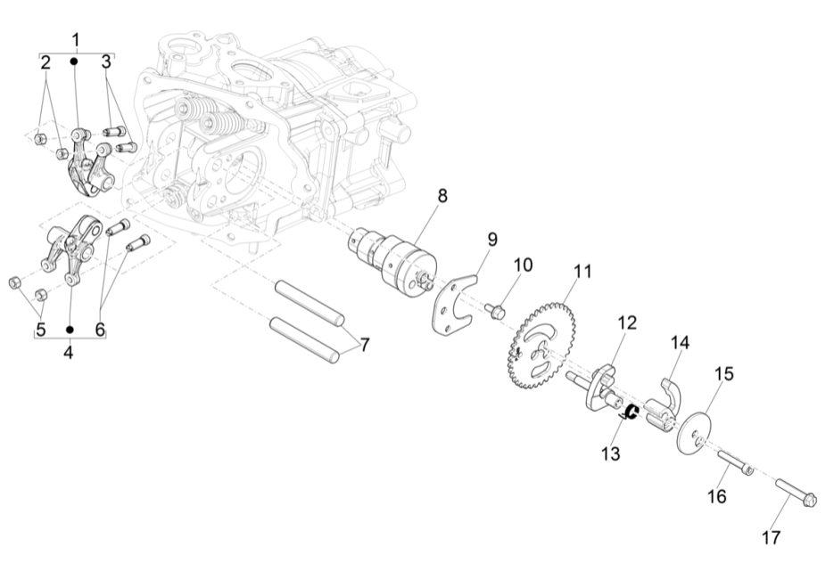Nokkenas - Nokkenastandwiel - Tuimerlaars Piaggio Beverly 300 HPE 4V ABS Euro 5 2021-2022