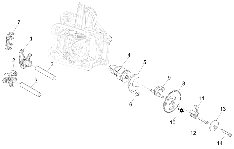 Nokkenas - Nokkenastandwiel - Tuimerlaars Piaggio MP3 350 Maxi Sport ABS Euro 4 2018-2020
