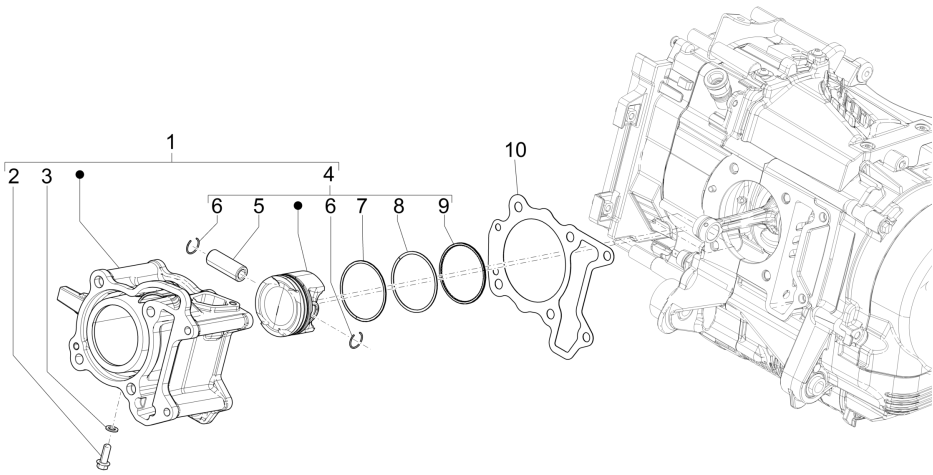 Cilinder - Zuiger Piaggio Medley 150 IE ABS Euro 4 2016-2020
