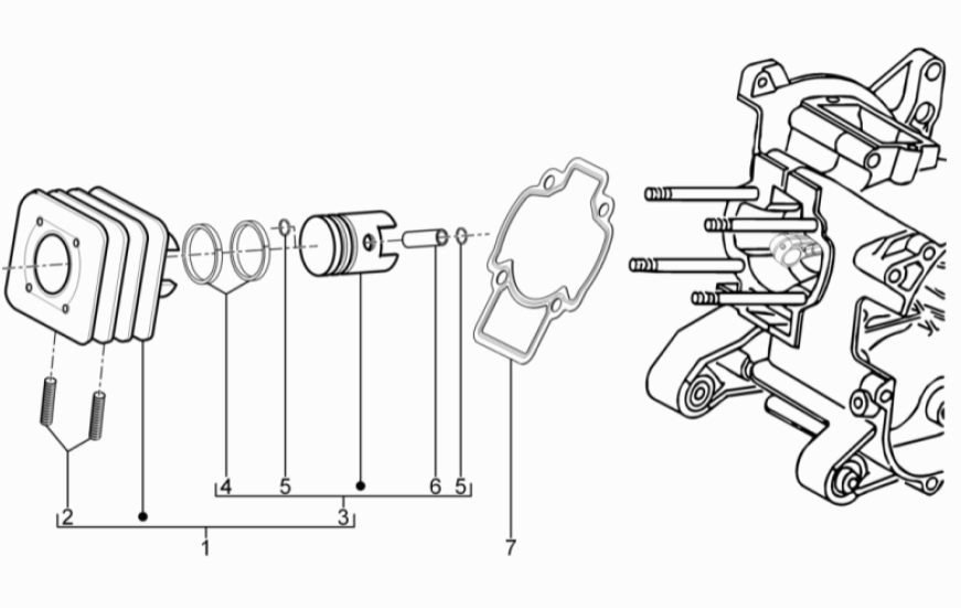 Cilinder - Zuiger Piaggio Typhoon 50 2-takt Euro 3 2011