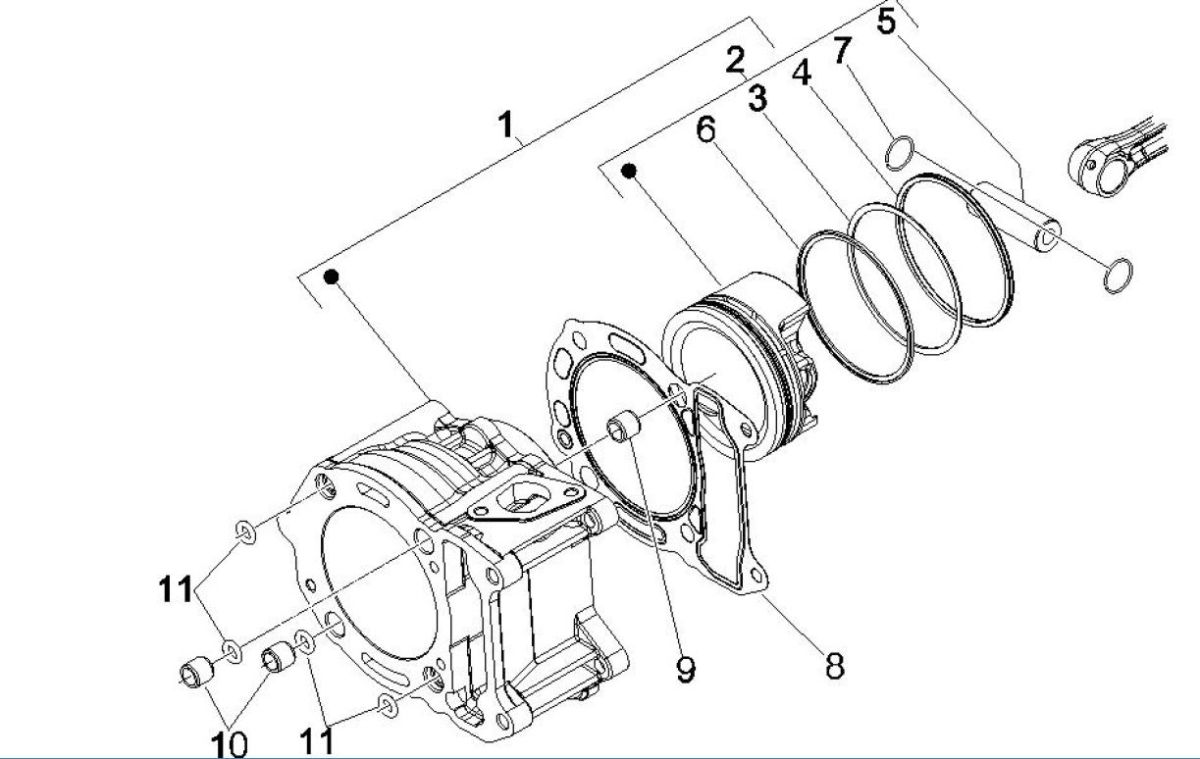 Cilinder - Zuiger Vespa GTV 250 ie 4V