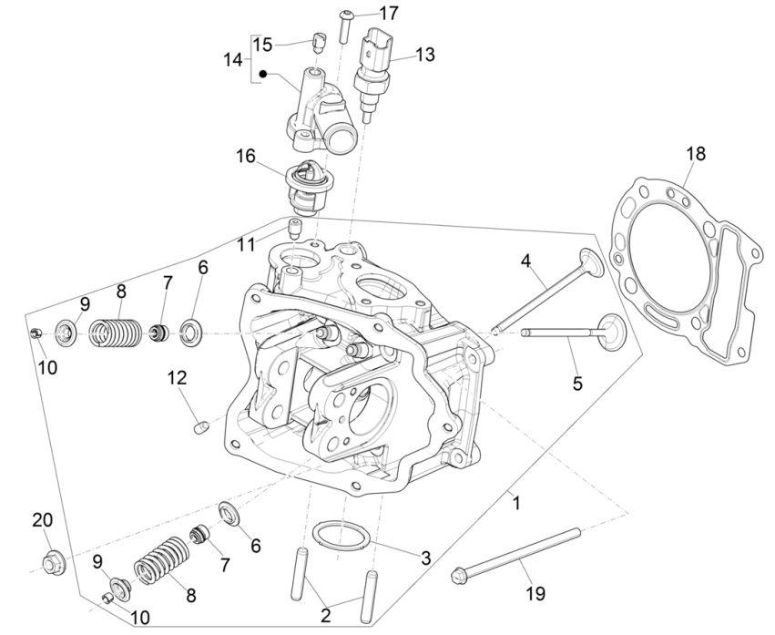 Cilinderkop - Kleppen Piaggio Beverly 300 HPE 4V ABS Euro 5 2021-2022