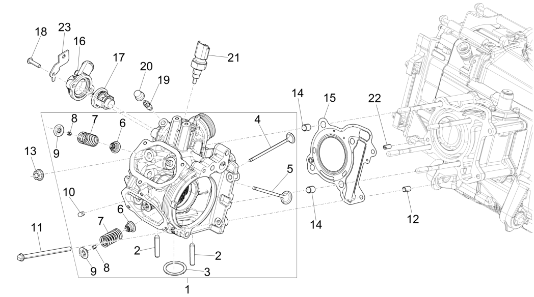 Cilinderkop - Kleppen Piaggio Medley 150 IE ABS Euro 4 2016-2020
