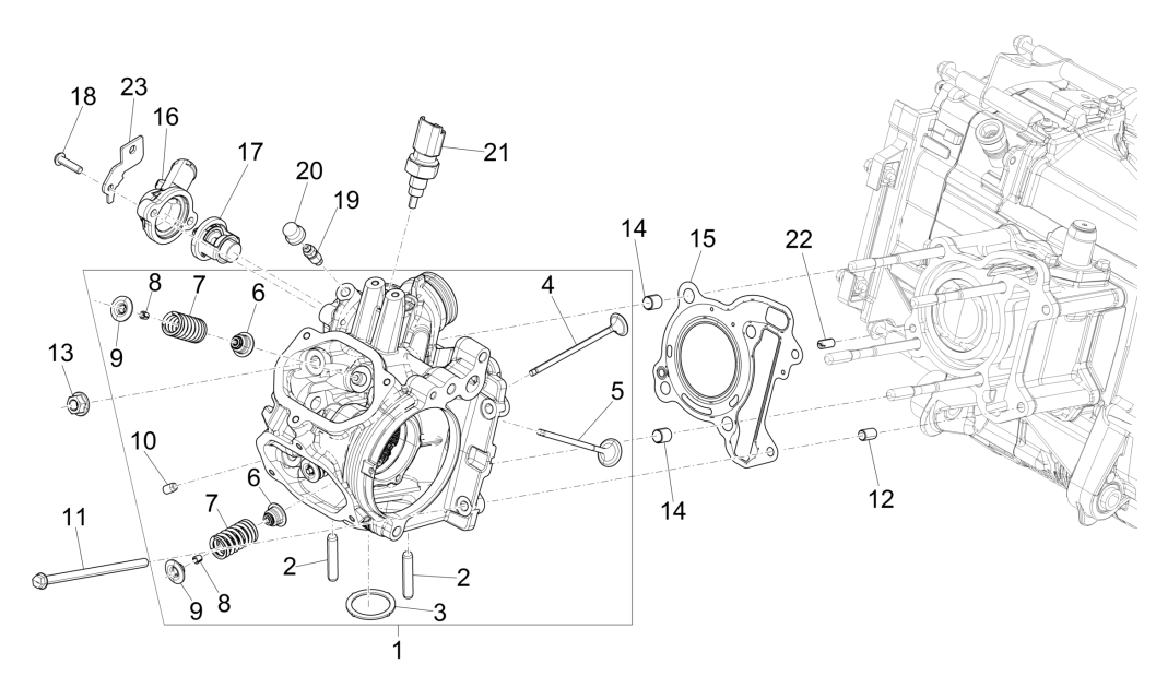 Cilinderkop - Kleppen Vespa GTS 125 IE ABS Euro 4 2019