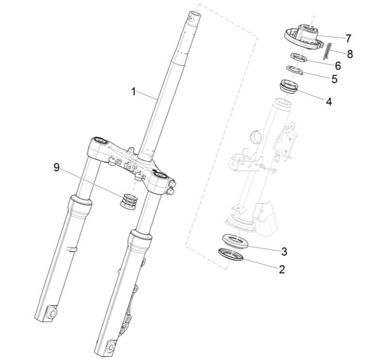 Voorvork - Balhoofdstel Piaggio Medley 125 ABS Euro 5 2021-2022