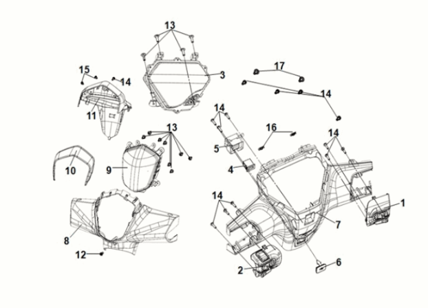 Handle cover - head light Sym Symphony ST 50 E5 Gray (GY-430C)