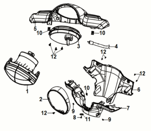 Handle cover head light Sym Fiddle IV 50 E5 Black (BK-007U)