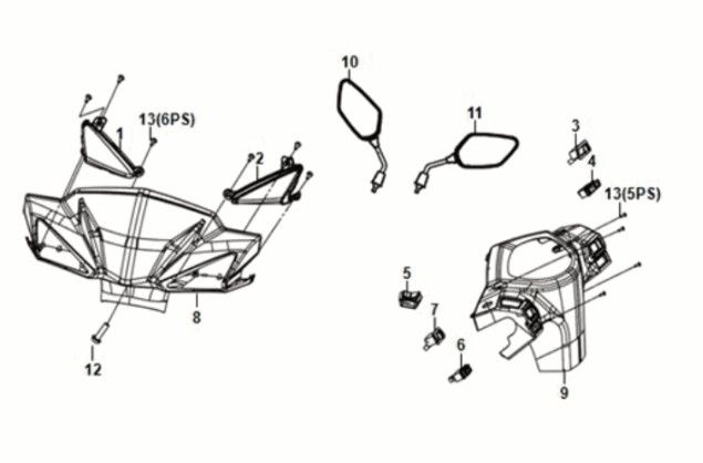 Handle Pipe - Handle Cover Sym Orbit III 125i E5 Blue/Gray (BU-300S/GY-7450U)