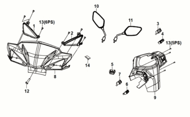 Handle pipe - handle cover Sym Orbit III 50 E5 Ice Sea Blue/ Matte Iron Grey (BU-300S/GY7450U)