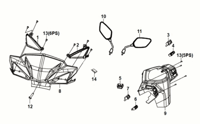 Handle pipe - handle cover Sym Orbit III 50 E5 Dutch White (WH-006)