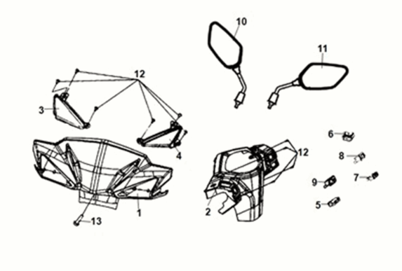 Handle pipe - handle cover Sym X-Pro 50 E5 Red (R-010CA)
