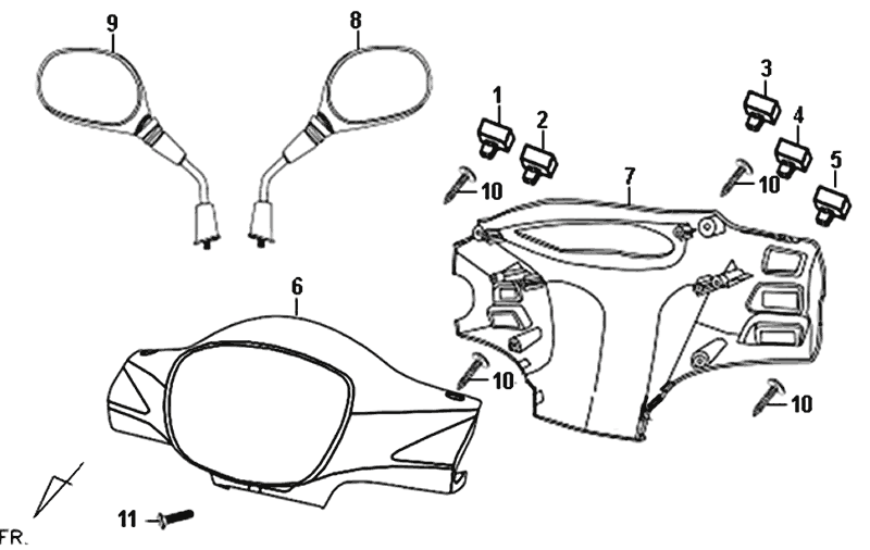 Stuurkappen - Stuurschakelaars - Spiegels Sym Symphony (BK5560) black