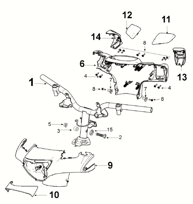 Handlebar Peugeot Django 4-takt E5 Milky White/ Dragon Red (G9)