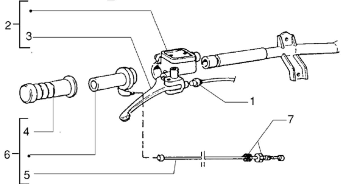 Remhendel rechts - Remcilinder - Remleiding Piaggio Zip RST 50 2-takt AC
