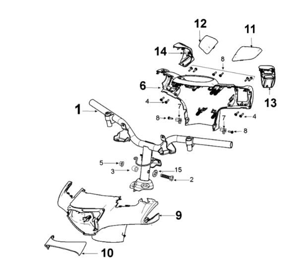 Handlebars Peugeot Django 125 EFI E4 2018-2020 MAD GREY (I2)