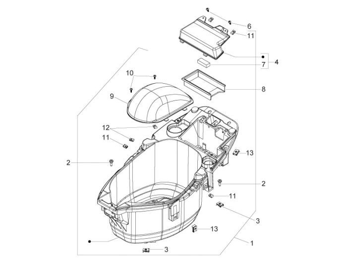 Helmbak Piaggio Zip 2000 2-takt AC