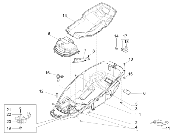 Helmbak Piaggio MP3 500 LT Sport 2014-2016