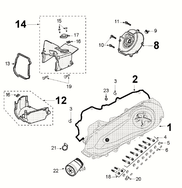 Housing cover 2 Peugeot Django 4-takt E5