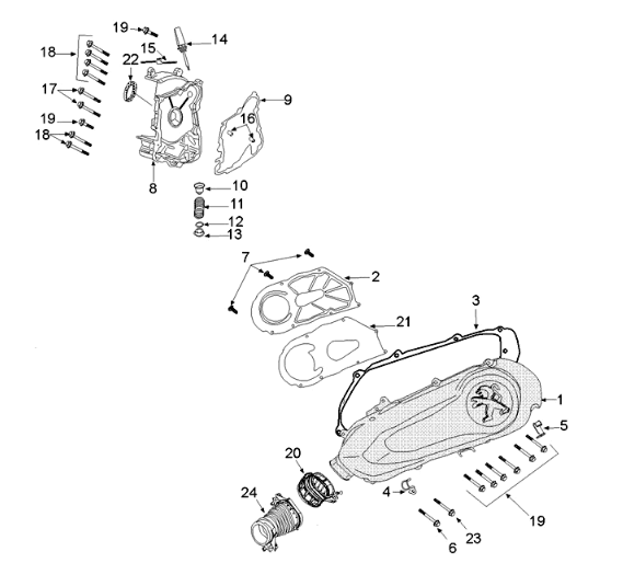 Housing cover Peugeot Django 125 EFI E4 2018-2020