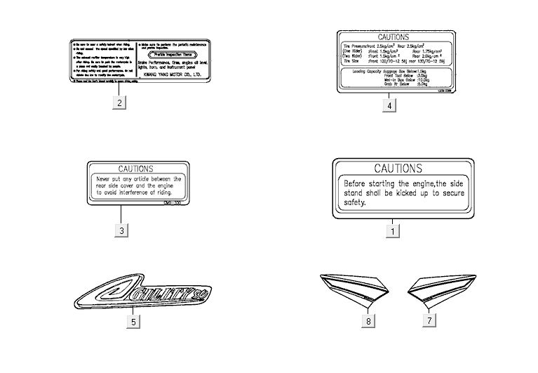 Emblemen - Stickers Kymco Agility 10' 4-takt donker grijs