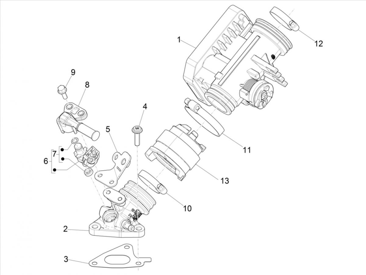 Gasklephuis - Injector - Inlaatspruitstuk Vespa Sprint 125 3V IE ABS Euro 5 2021