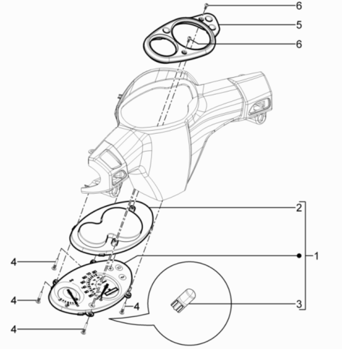 Kilometerteller - Cockpit Piaggio Typhoon 50 2-takt Euro 3 2011