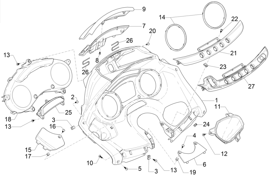 Kilometerteller - Cockpit Piaggio MP3 350 Maxi Sport ABS Euro 4 2018-2020