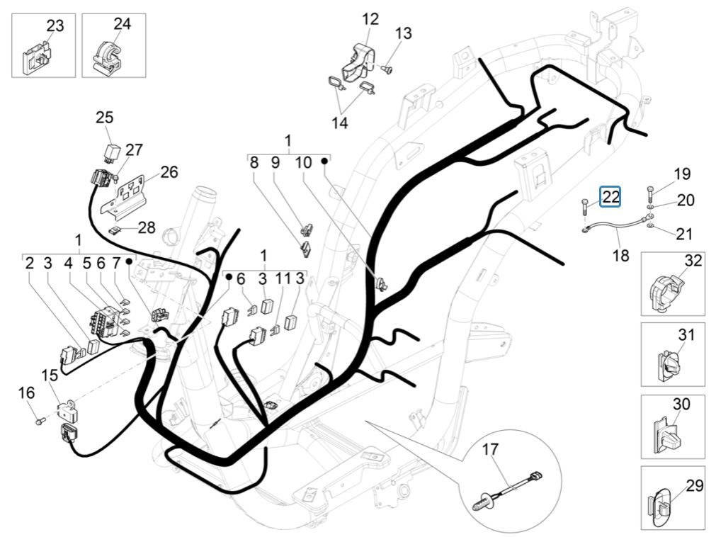 Kabelboom Piaggio Medley 125 ie ABS Euro 5 2021-2022