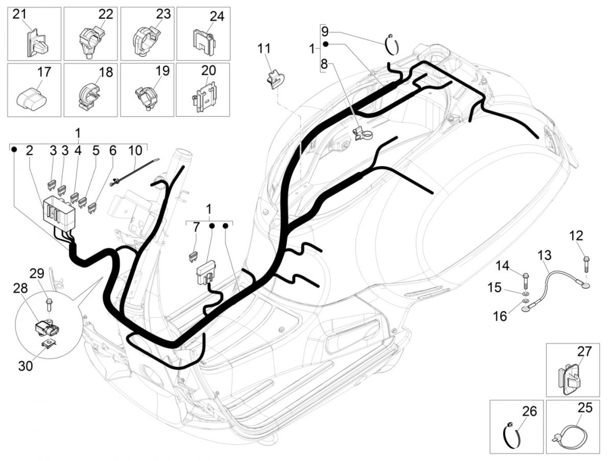 Kabelboom Vespa GTS 125 IE ABS Euro 4 2016-2018