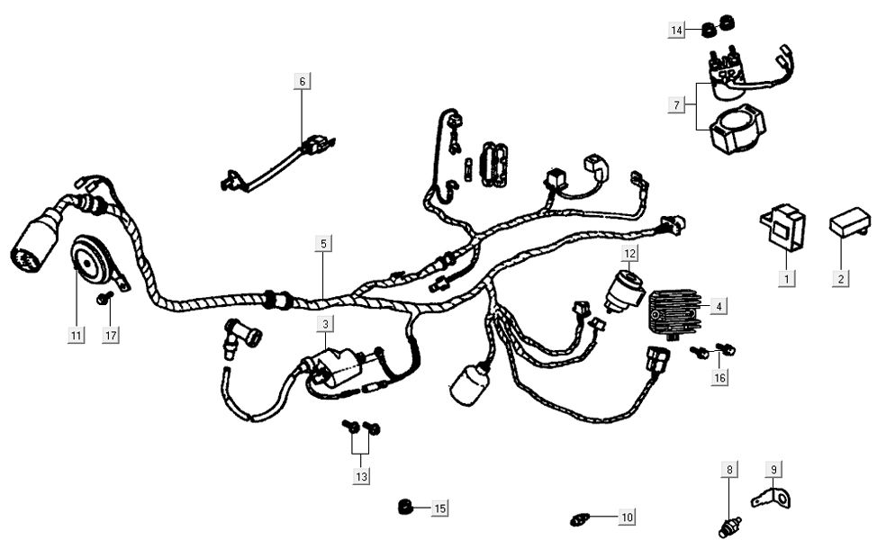 Kabelboom Kymco K-Pipe 4-takt Glans Zwart