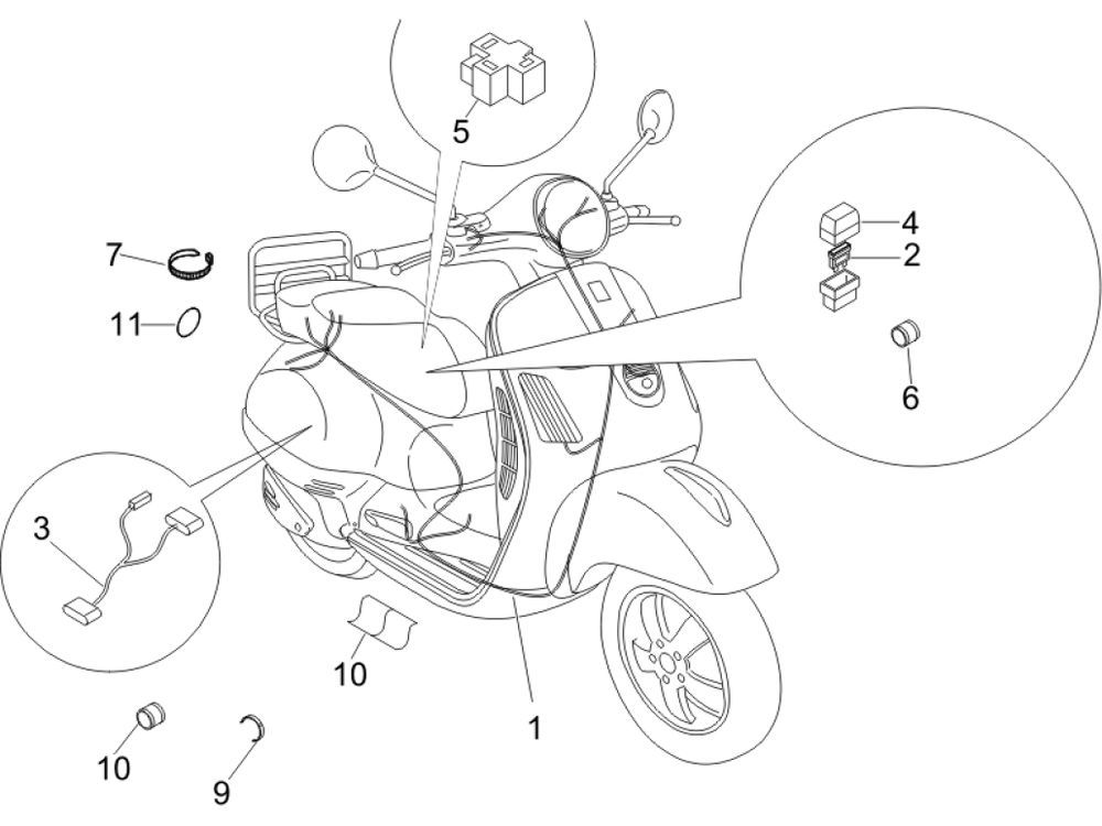 Kabelboom Vespa LXV 4-takt 2V AC 25km/u